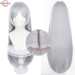 High Quality Frieren Cosplay Wig Anime Frieren At The Funeral 85CM Long Silver White Wigs Heat Resistant Synthetic Wigs
