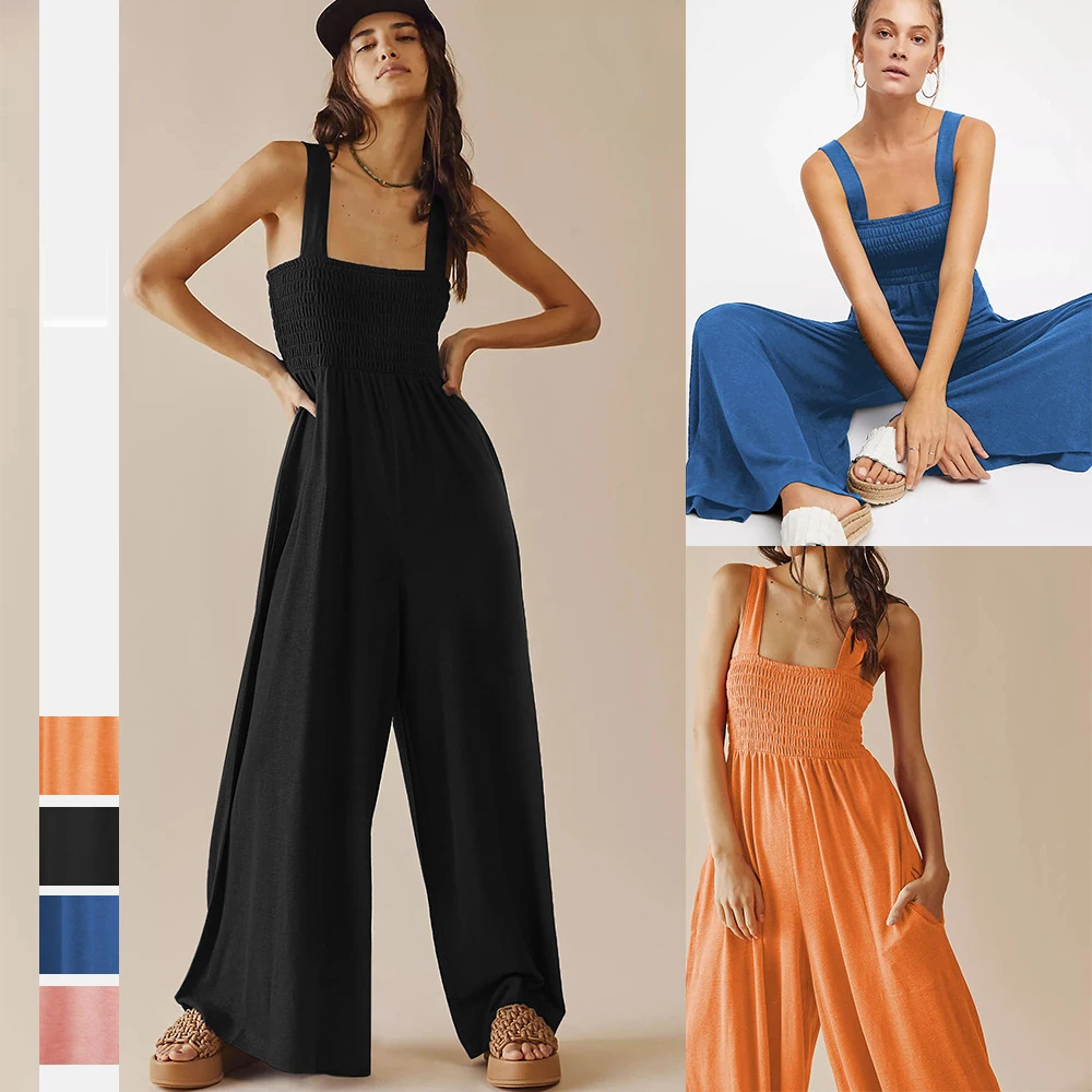 

New Fashion Sleeveless Tube Top Jumpsuit Commuter Women's Sexy Vest Jumpsuit Loose Wide-Leg Pants European And American Style