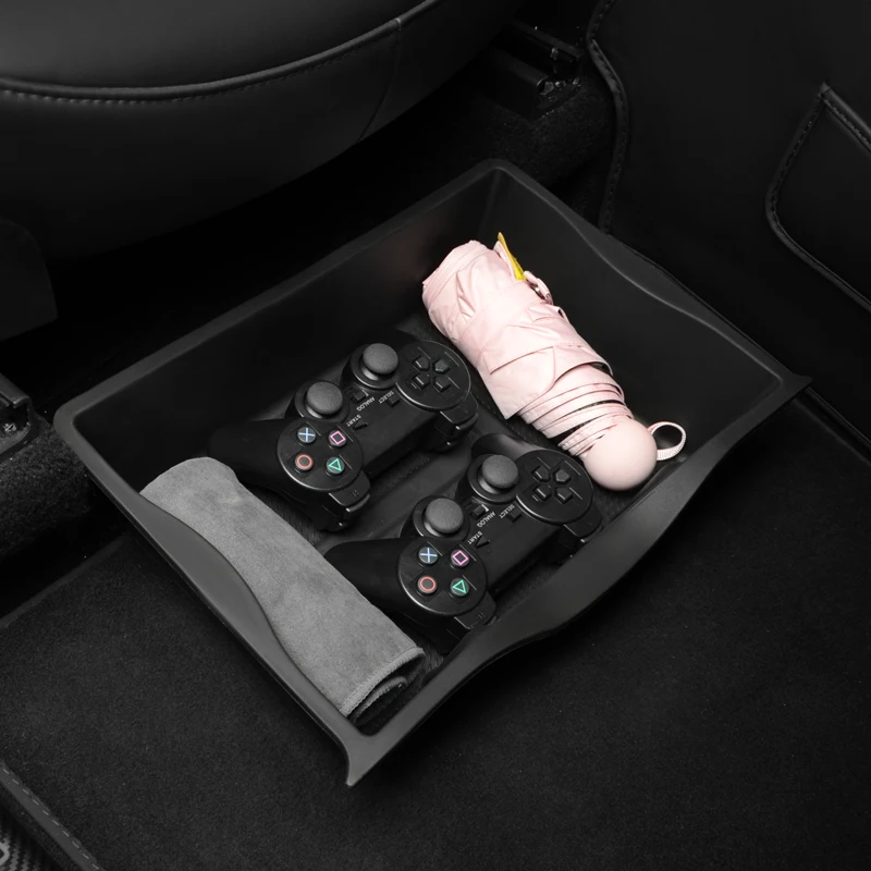 For Tesla Model Y Storage Box Under The Front Seats TPE Material Durable and Textured Designed with The Original Car Mold