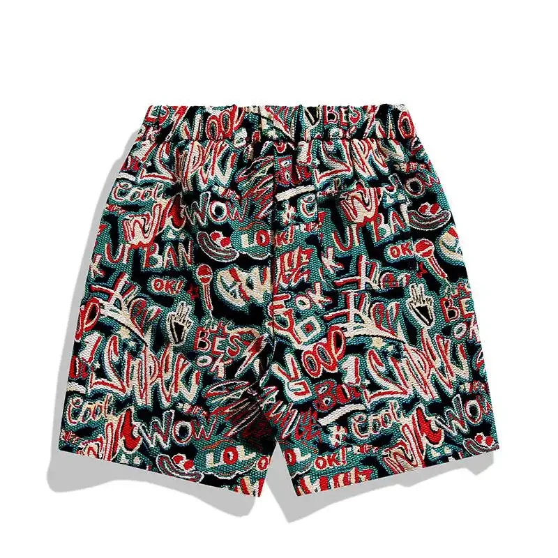 2026 New Collection Men's Ethnic Style Patterned Shorts Summer Casual Beach Shorts Knee Length Elastic Waist Loose Stretch Fabri