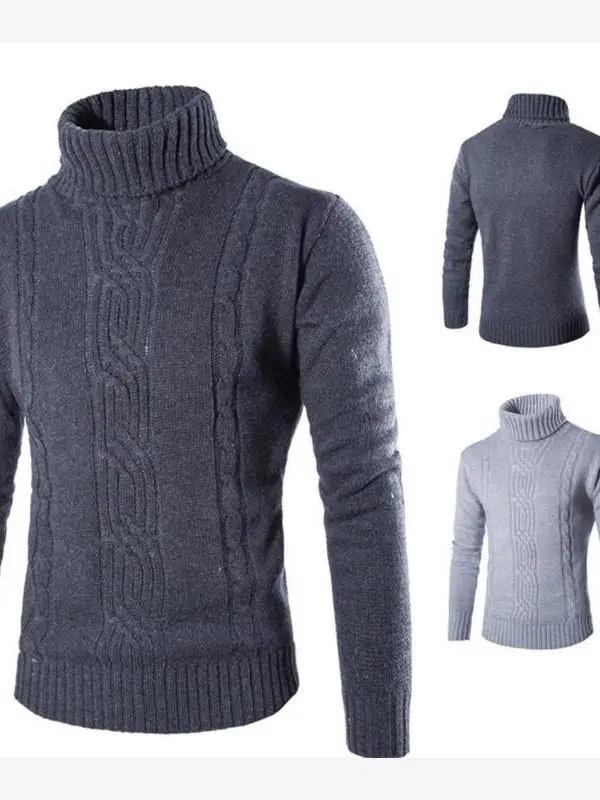 

Men's Thick Warm Winter Sweater Fashionable Urban Style Long Sleeve High Collar Knitted Shirt City Walk Suitable for Spring A...