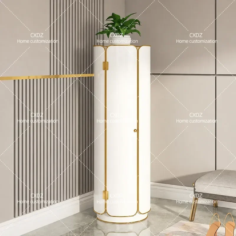 2022 New Creative Cylindrical Shoe Cabinet Dust Proof Space Saving Multi Layer Household Door Entry Circular Decorative