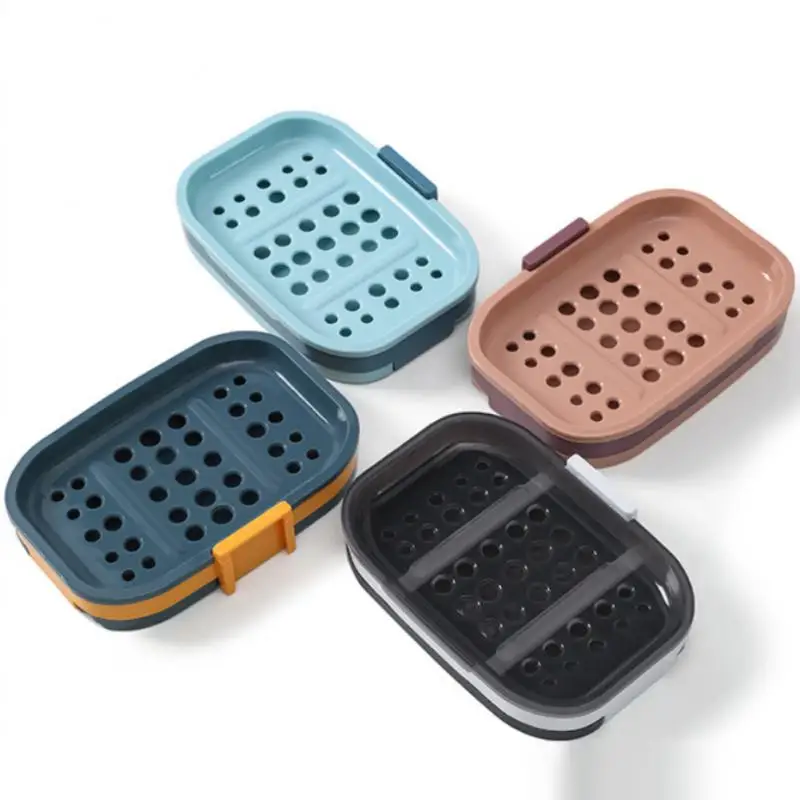 Bathroom Soap Dish Plastic Punch-free Creative Bathroom Soap Rack Draining Soap Box Double-layer Wall Mounted Soap Box