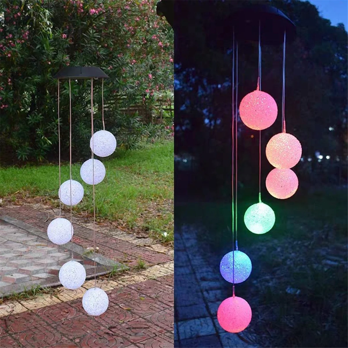 ABMO Solar Wind Chime Light LED Colorful Gradient Outdoor Garden Decoration Atmosphere Chandelier