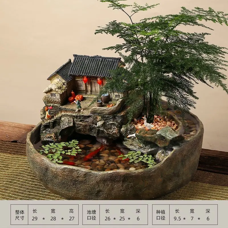 창의적인 데스크탑 풍경 어항 흐르는 물 장식 순환수 거실 장식