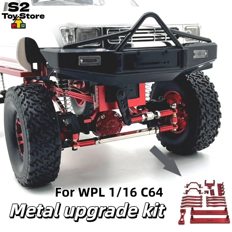 WPL 1/16 C64 RC Car Upgrade Metal Parts Pedal Pull Rod Shock Absorber Mount Servo Bracket Set For RC Hobby Enthusiasts