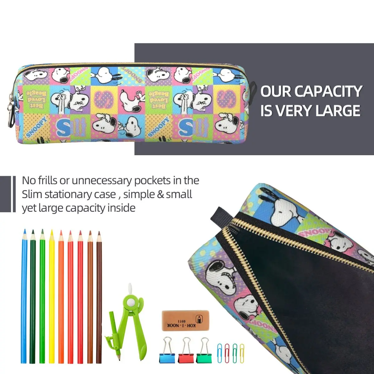 스누피 만화 개 연필 케이스 패션 펜 가방 어린이 대용량 사무실 선물 연필 주머니