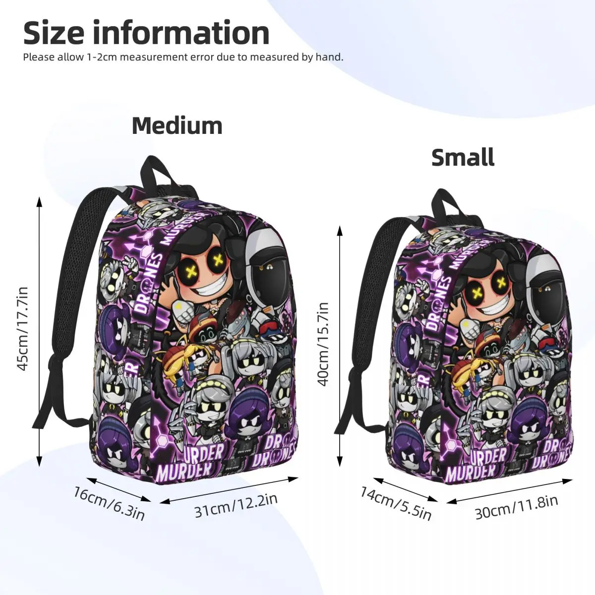 Chibis Murder Drones Backpack for Men Women Teenage Student Work Daypack UZI Cartoon College Shoulder Bag Gift