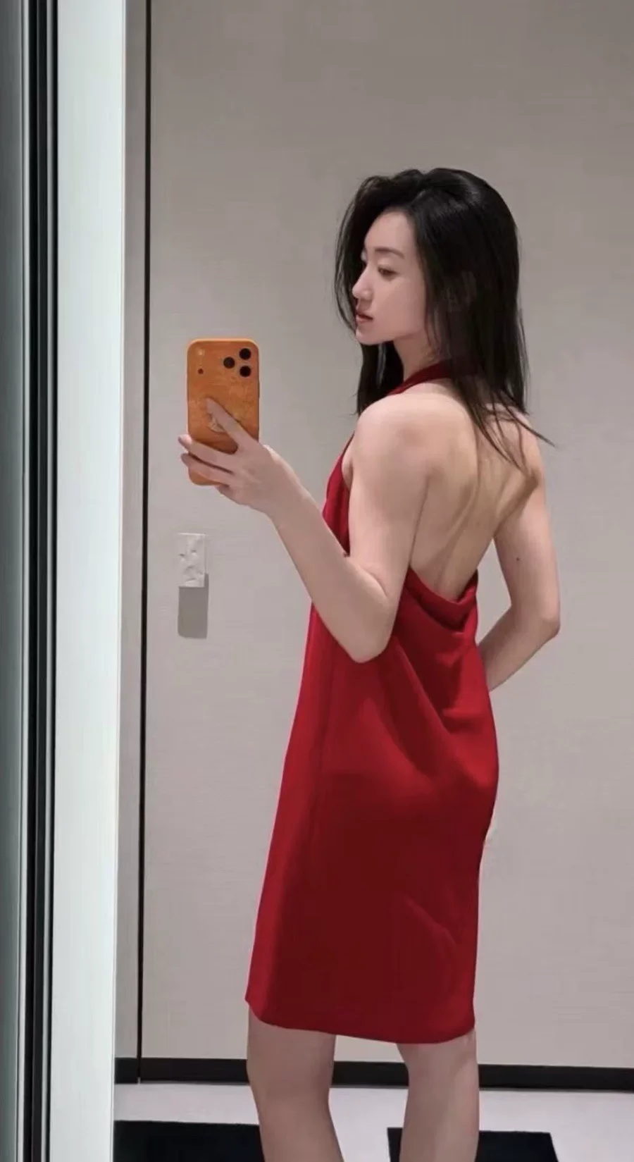 Luxury Women 100% Silk Halter Mini Dress Cowl Back Sleeveless Elegant Red Party Dress