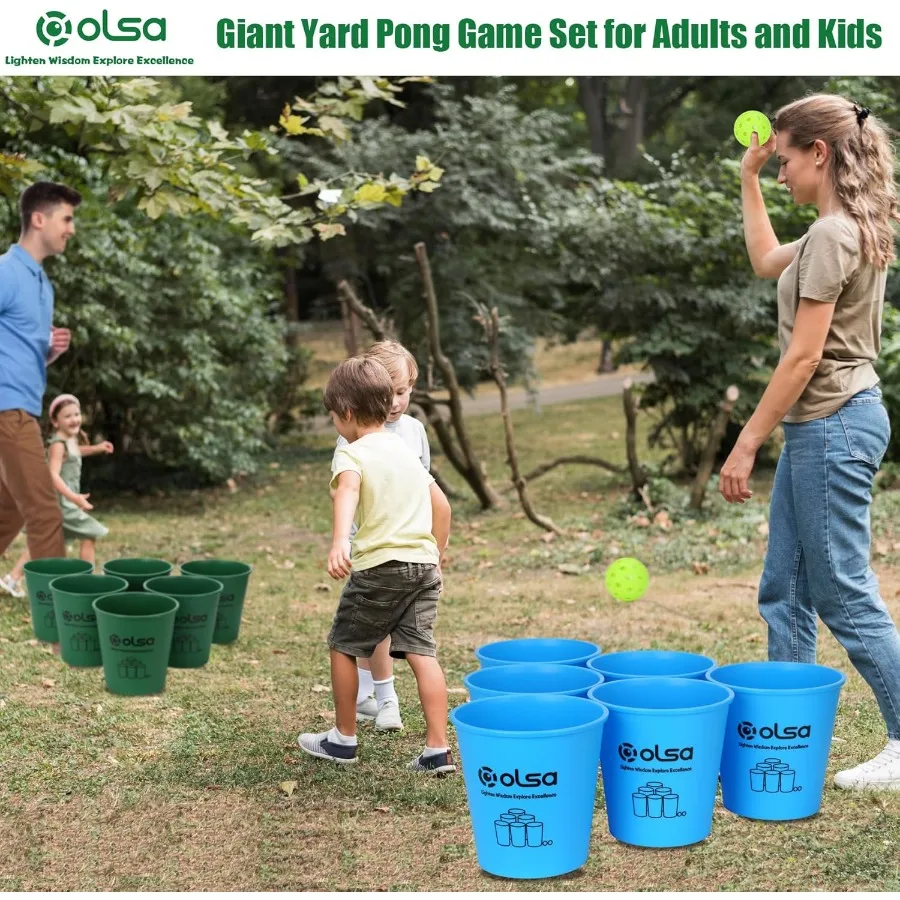 ألعاب جاينت يارد بونج الخارجية، لعبة عائلية رمي مع 12 دلوًا، كرات وحقيبة حمل القوة لألعاب حديقة الشاطئ في الفناء من أجل Adu