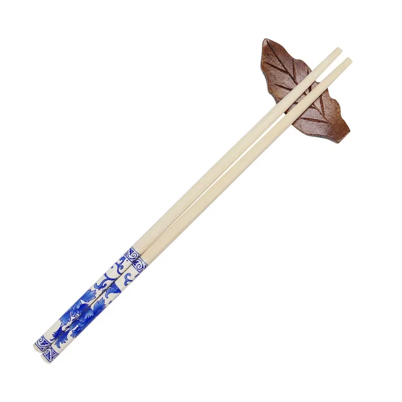 Disposable Convenient Chopsticks Commercial Independent Packaging Carbonized Chopsticks Blue and White Bamboo Chopsticks