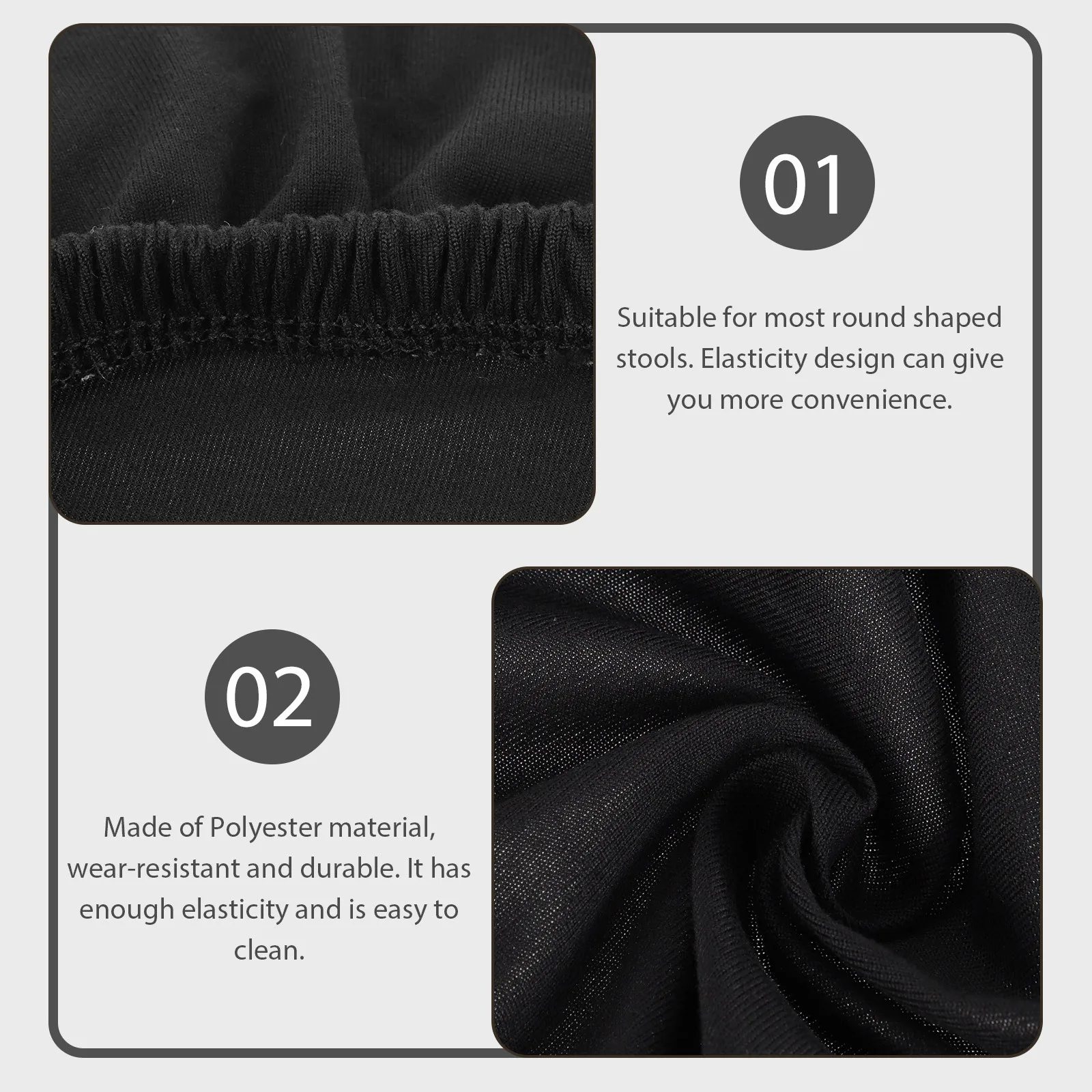 

2Pcs Round Bar Stool Seat Covers Elastic Polyester Washable Seat Protector Chair Cushion Cover Bar Stool Covers