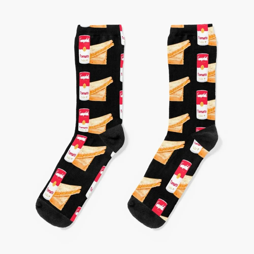 Grilled Cheese Sandwich With Tomato Soup ~ Best Comfort Food ! Socks with print ankle cartoon Socks Women Men's