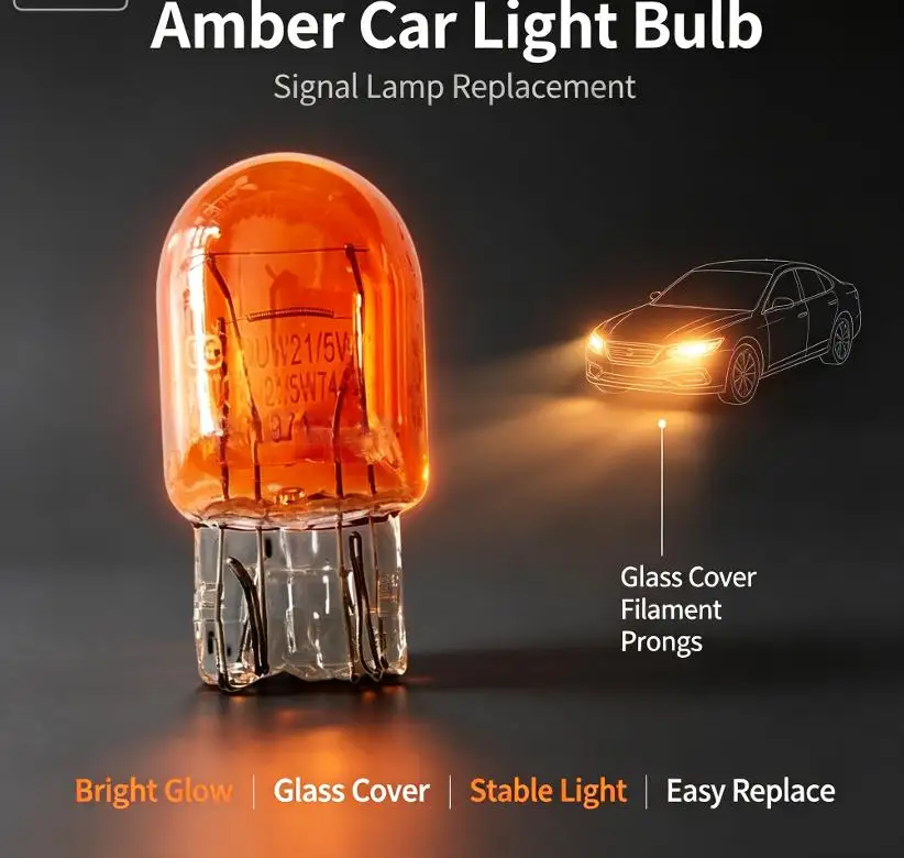 2Pcs Brake Stop Lights Bulb T20 7443 W21 5W 7440 Glass Halogen Turn Signal Lamp Daytime Running Lights Warm White Reversing Bul