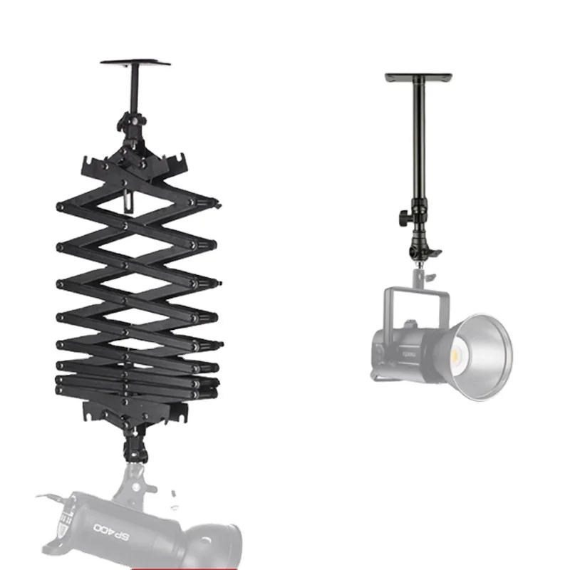 Pantograph Photography Ceiling Rail System Kit 3.0M Studio Lighting Support 2M Extended Aluminum Alloy Black