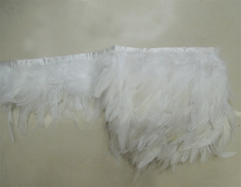 White Feather Trim,10 yards/lot! White Coque Rooster Feathers Trim  for craft/clothing 4-6inches  10-15cm height,перо