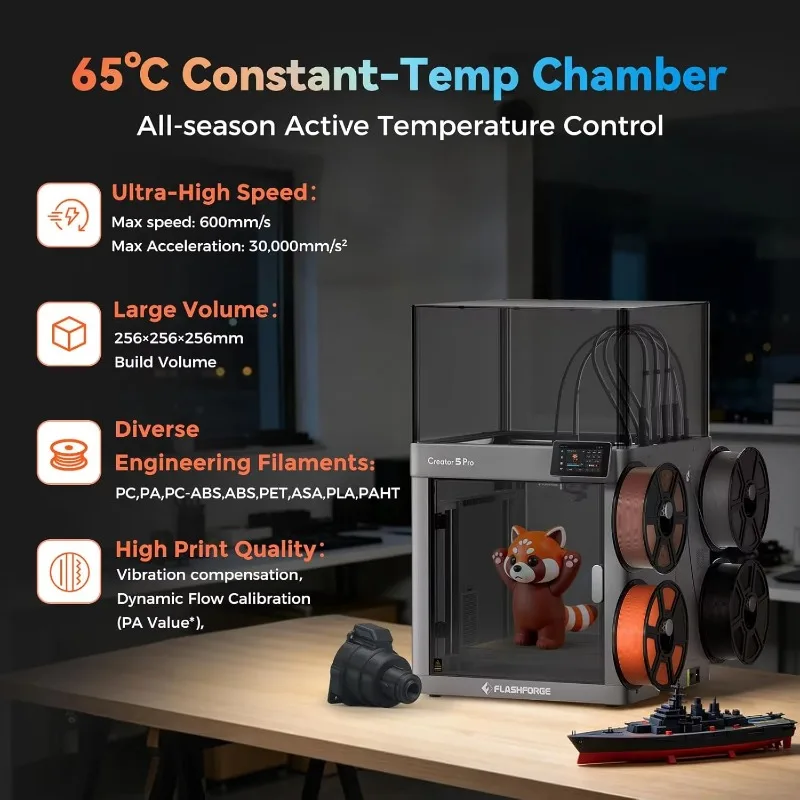 Pro High Speed 3D Printer Four Toolhead Enclosed CoreXY Enclosed Multi-color FDM 3D Printer