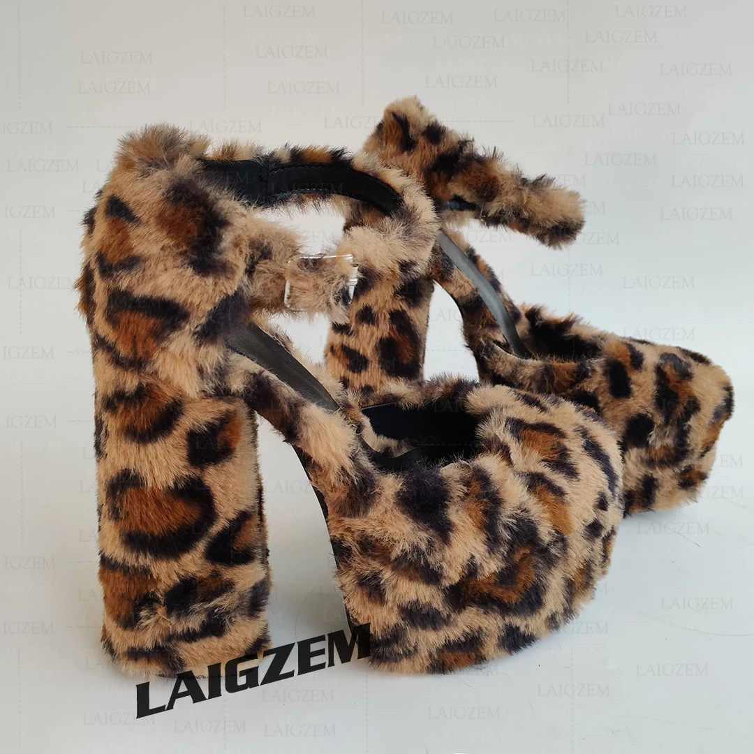 

ZHIMA Women Pumps Pound Toe Flufffy Thick High Heels Sandals Party Prom Handmade Ladies Shoes Woman Plus Big Size 39 41 42 47