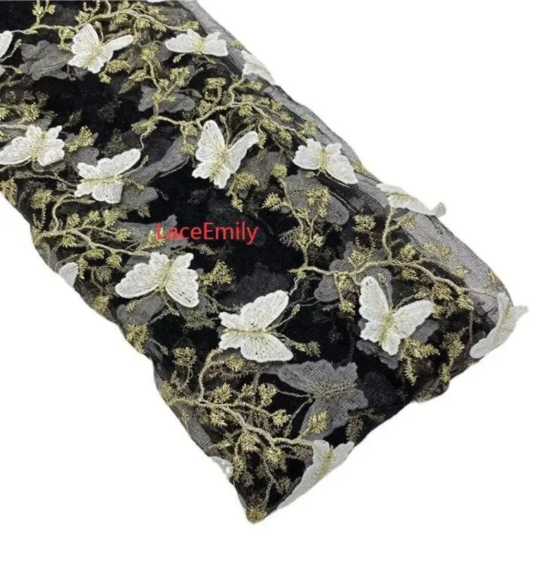 3D蝶レース生地、蝶金糸刺繍チュール生地、ウェディングドレス、ガールズドレス、パーティードレス、ブライダルベール用
