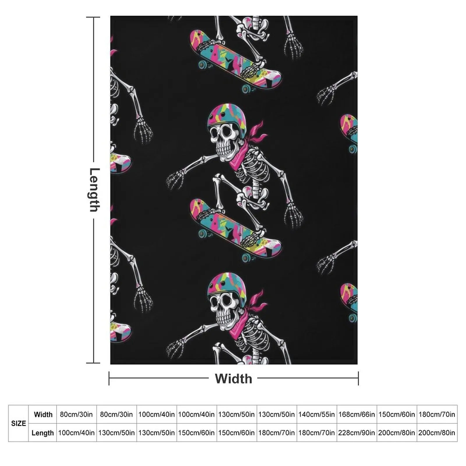 Cool Funny Skeleton Skateboarding Graffiti Art Throw Blanket Stuffeds Decoratives Beautifuls Loose Luxury Blankets