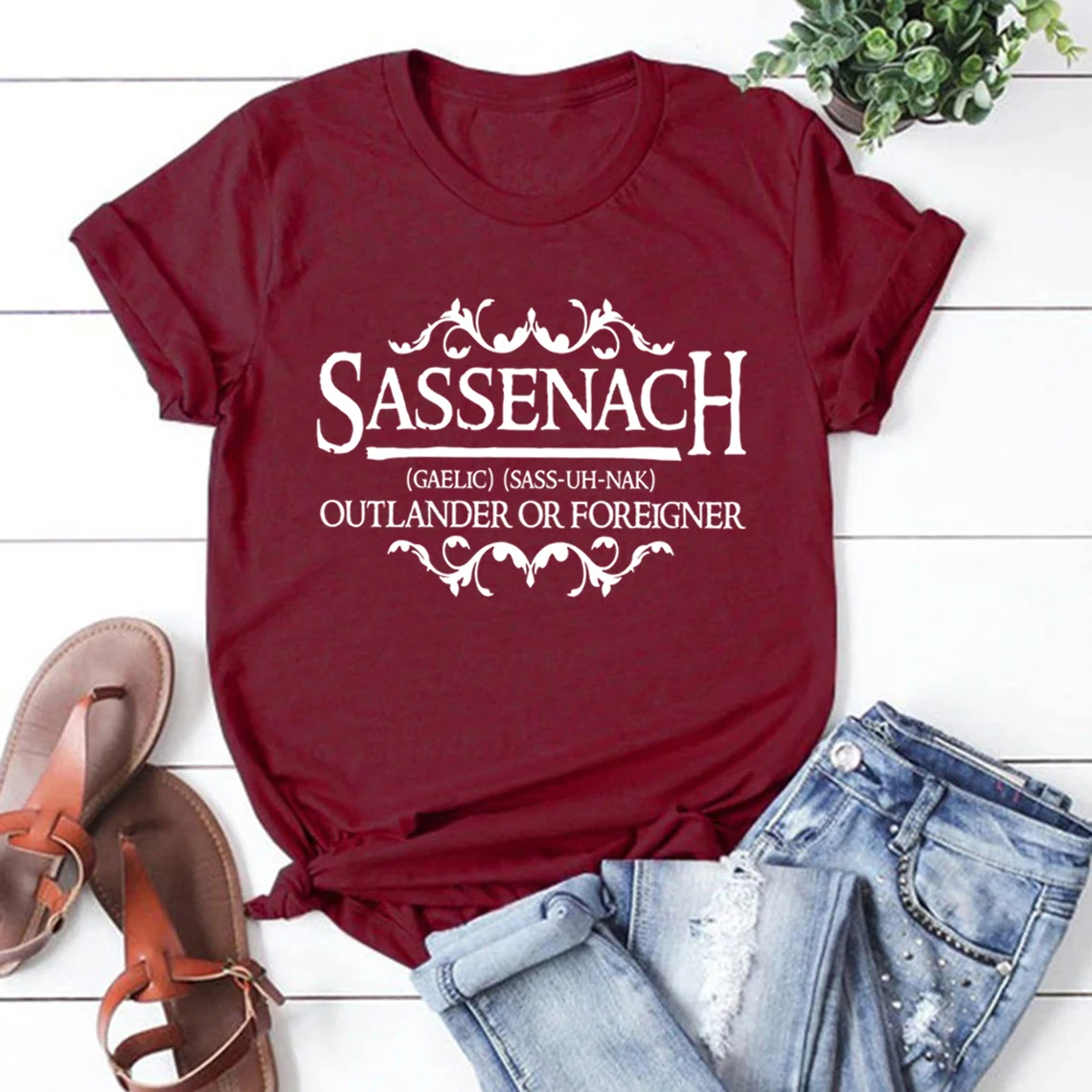 Women Harajuku Graphic Tees Tops Sassenach Shirt Outlander Book Series T-Shirt Jamie Fraser Tee  Fan Gift