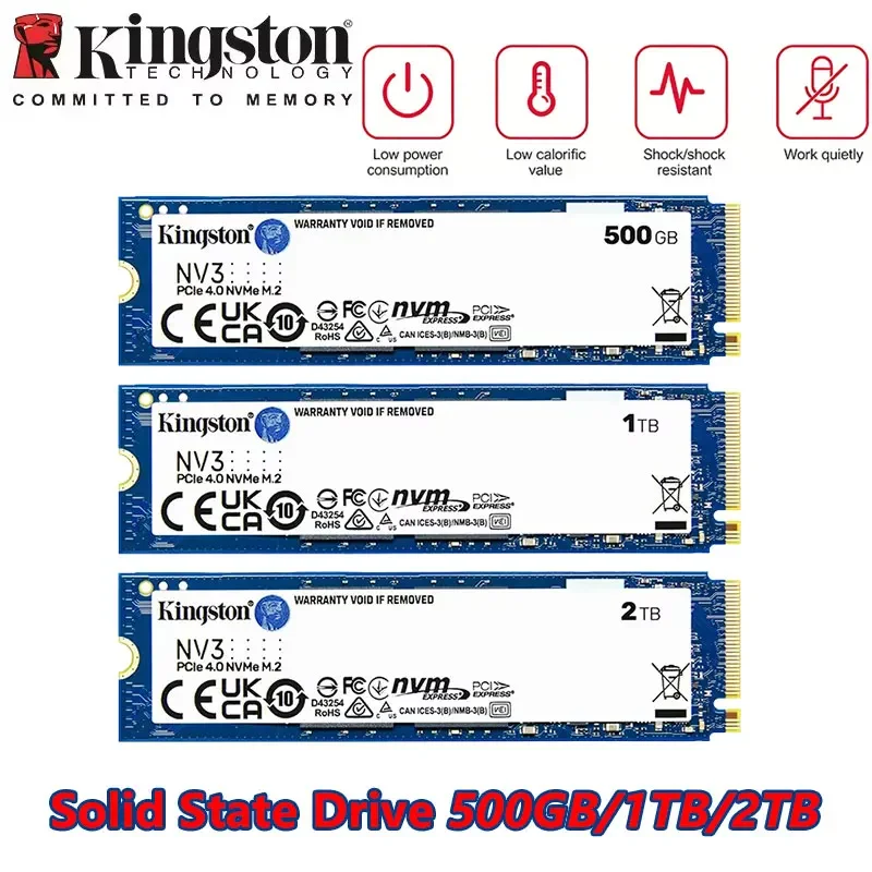Unidad de Estado Sólido Kingston NV3 SSD de 1 TB, 2 TB, 4 TB, 500 GB, NVMe PCIe Gen 4.0x4, M.2 2280, Unidad de Estado Sólido Interna NVMe M2 para Computadora de Escritorio y Portátil