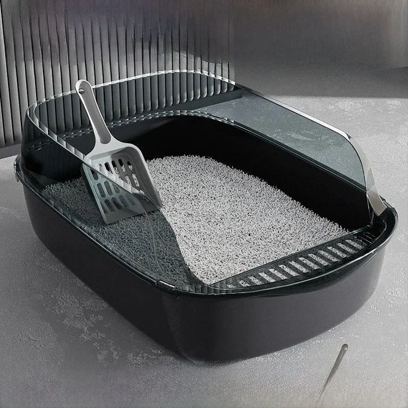 

Large Size Semi-Enclosed Litter Box Anti-Spla Sand Trap Toilet Portable Design for Kittens And s ABENUOR