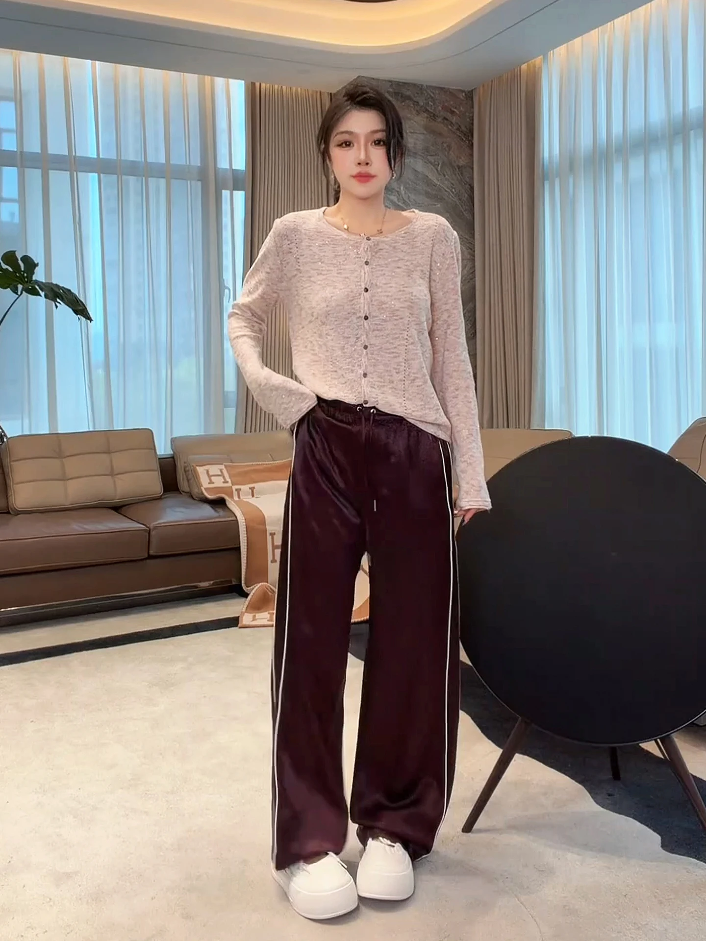 

Свободный женский вязаный свитер с модным звездным принтом, повседневный стиль, ткань Rylee, круглый вырез, дышащий