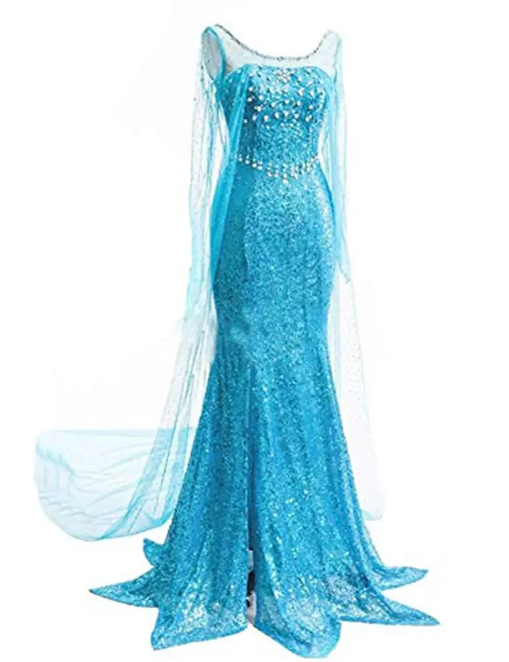 Robe Longue de Princesse Elsa à Paillettes en Maille pour Adulte, Costume de Reine des Neiges, Tenue de ix, Halloween, Carnaval, Cosplay