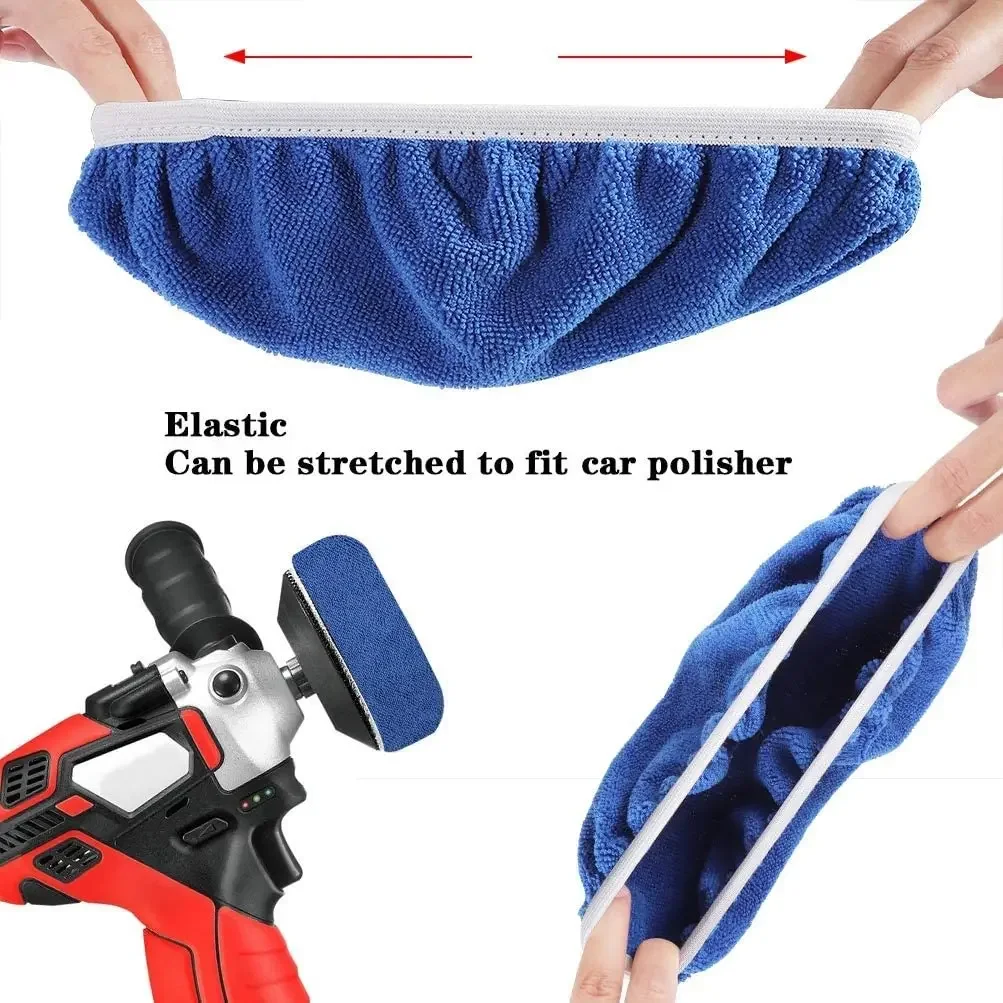 Polishing Bonnet Buffer Pad Microfiber Bonnet Car Polisher Pad Woollen Waxing Pad For Car Paint Care 5-6 Inch For Orbital Sander