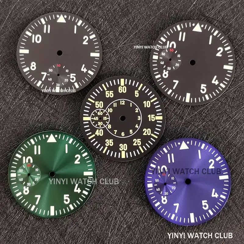 38.8mm Watch dial green Black Purple with night light suitable for ETA6497/6498 ST3600/ST3620 movement watch face