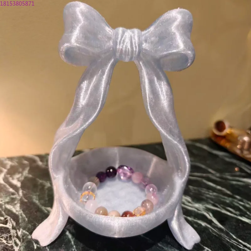 Light luxury charming bow storage plate jewelry ring key tray home decoration home ornament