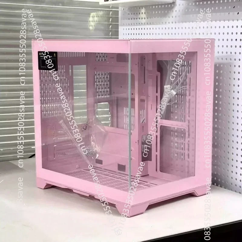 MINI Pillarless Pink Anime Custom Case for MATX Motherboard with 240mm Liquid Cooling, Single Case with Tool-free Snap Design