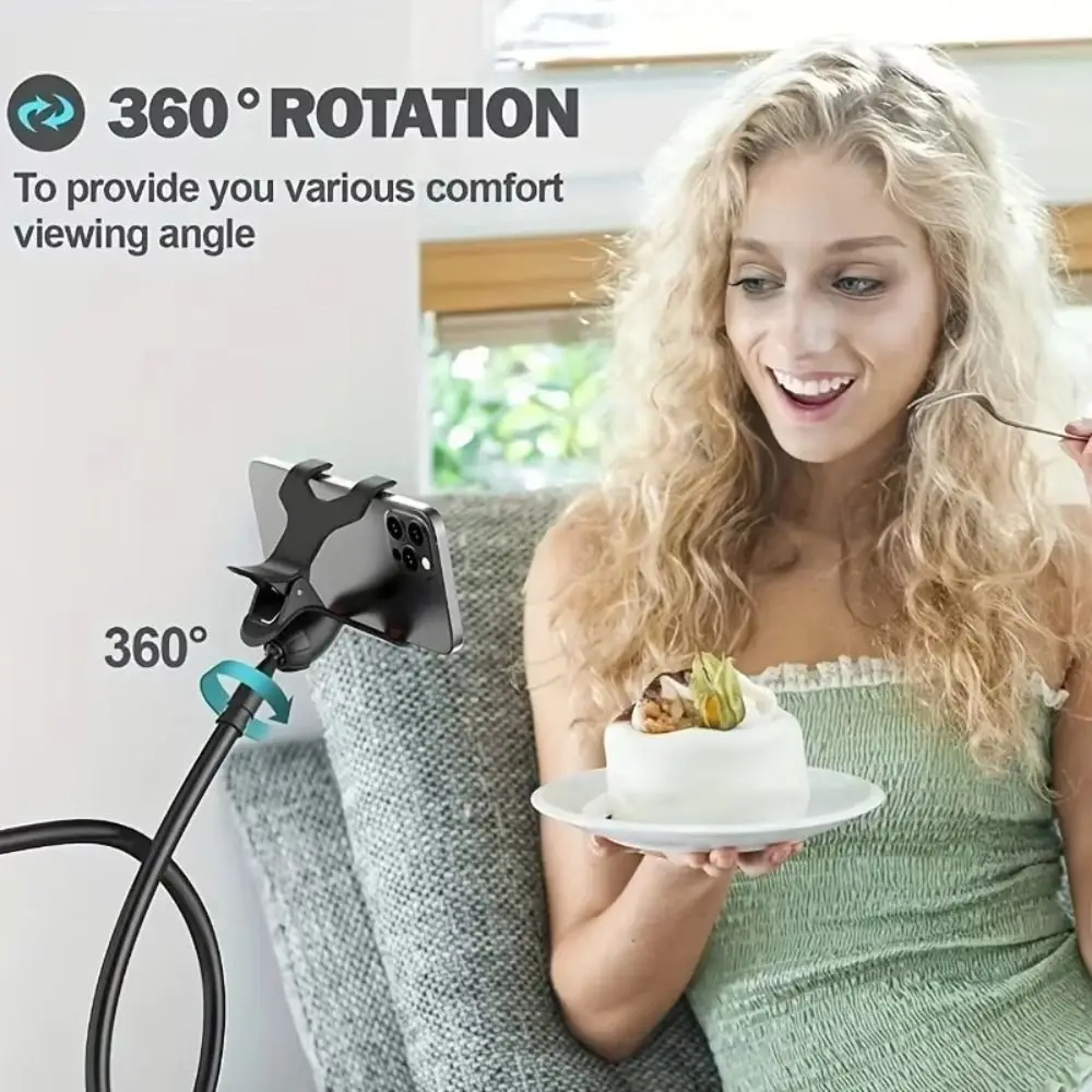 

New 360 Rotating Lazy Phone Holder Flexible Universal Desktop Phone Clip Adjustable with Handle Live Bracket