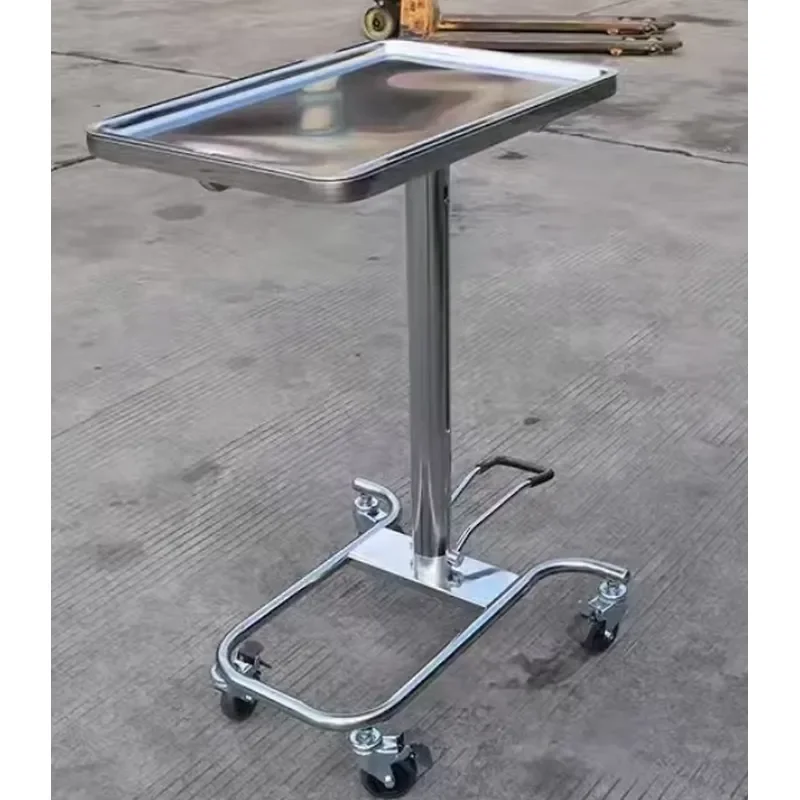 304 Stainless Steel Mayo Stand Trolley Hydraulic Height Adjustable Medical Hospital Cart Strong Durable Instrument Tray Table