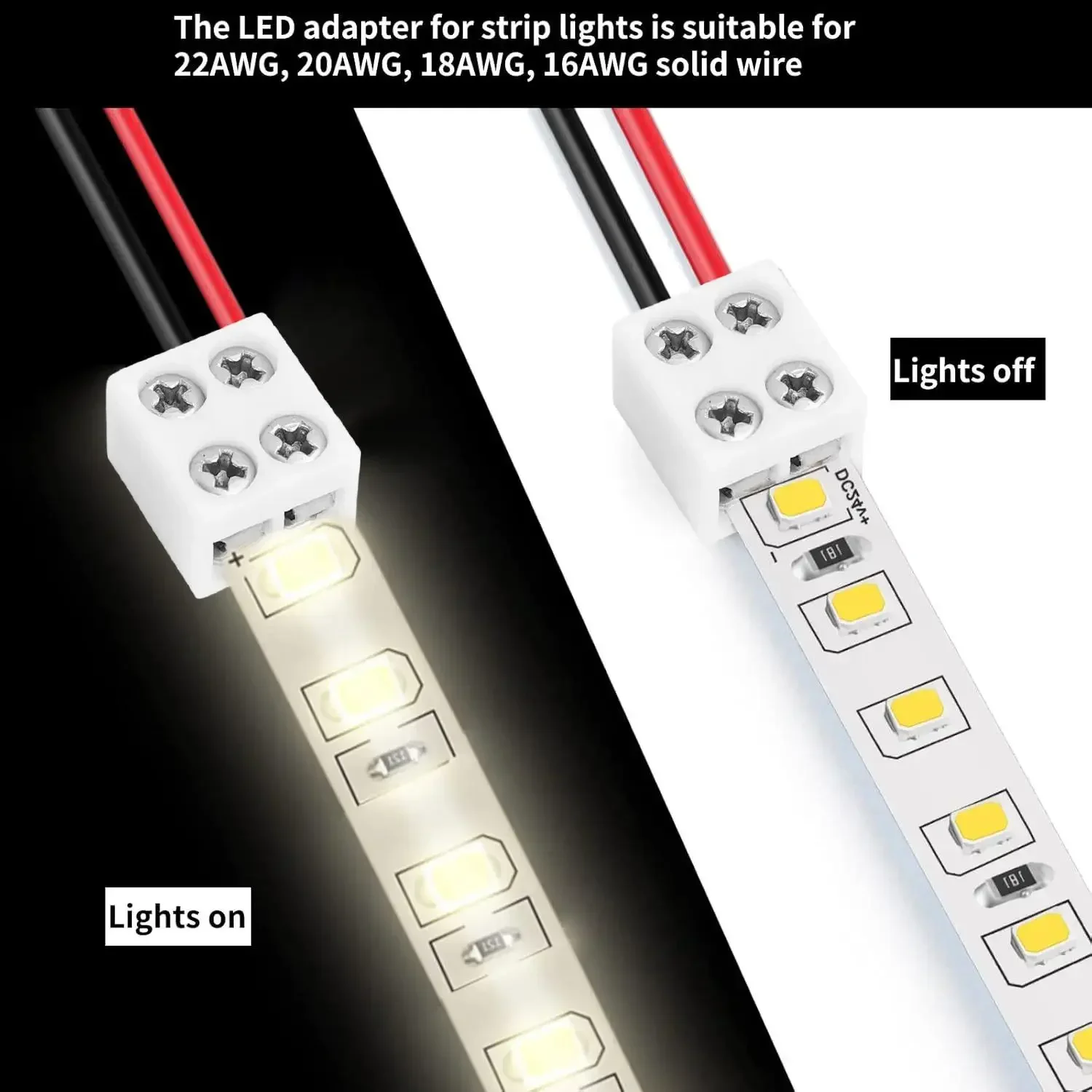 20x LED-Streifenverbinder 2-polig Lötfreie Schnellverbinder Verdrahtungsklemmen Adapter für Lichterketten Verlängerungskabel – Detail 7