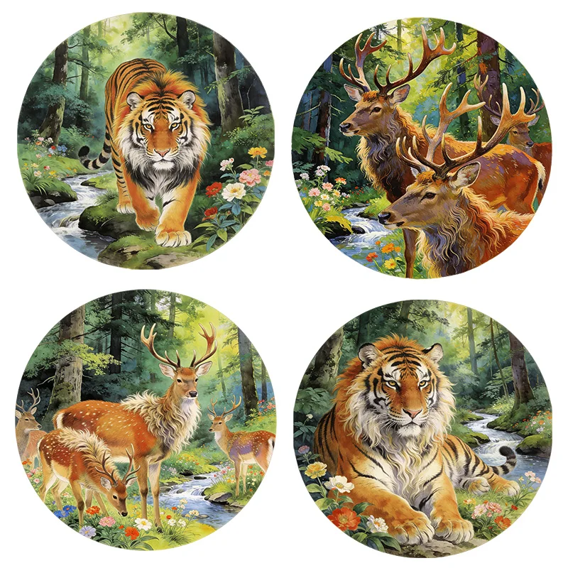 Three Ratels CAA56 Forest elk and tiger art wall stickers for home decoration