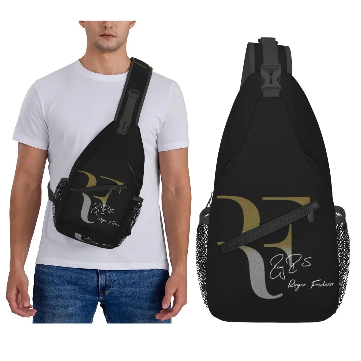 

Roger Federer Chest Bag Men Sling Crossbody Backpack Chest Bag Travel Hiking Daypack Shoulder Bag