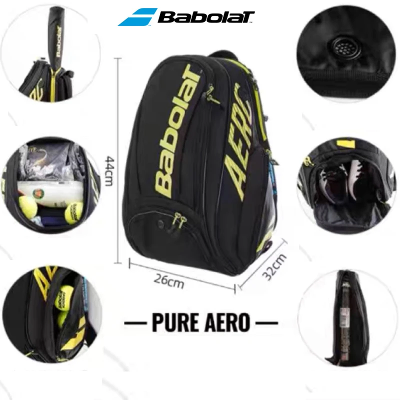 Babolat Pure Aero Tennis Rucksack Streik Tim Modell Tennis schläger Tasche 2er Pack große Kapazität tragbare Squash Padel Strand Tennis Tasche