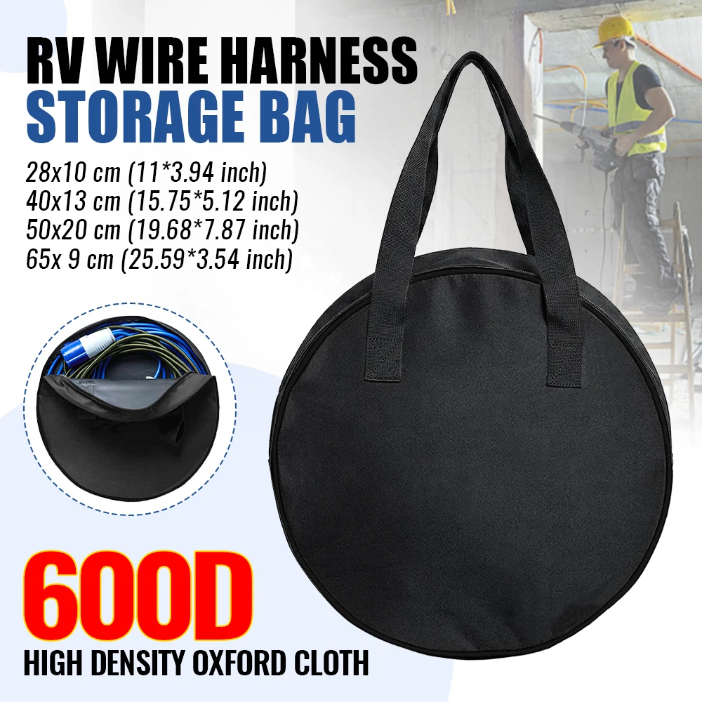 

Cable Bag Tools Cable Bag Storage Oxford Waterproof Organizer Bag For Cables Cords Hoses EV Charging Cables Portable Black 600D