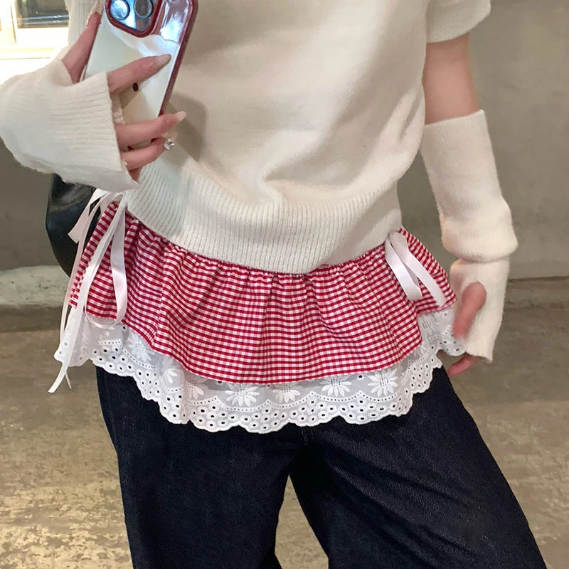 

2026 Y2K Style Short Plaid Skirt With Casual Plaid Pattern Millennium Style Fashion Outfit Ruffled Hem Half Skirt Fart Curtain