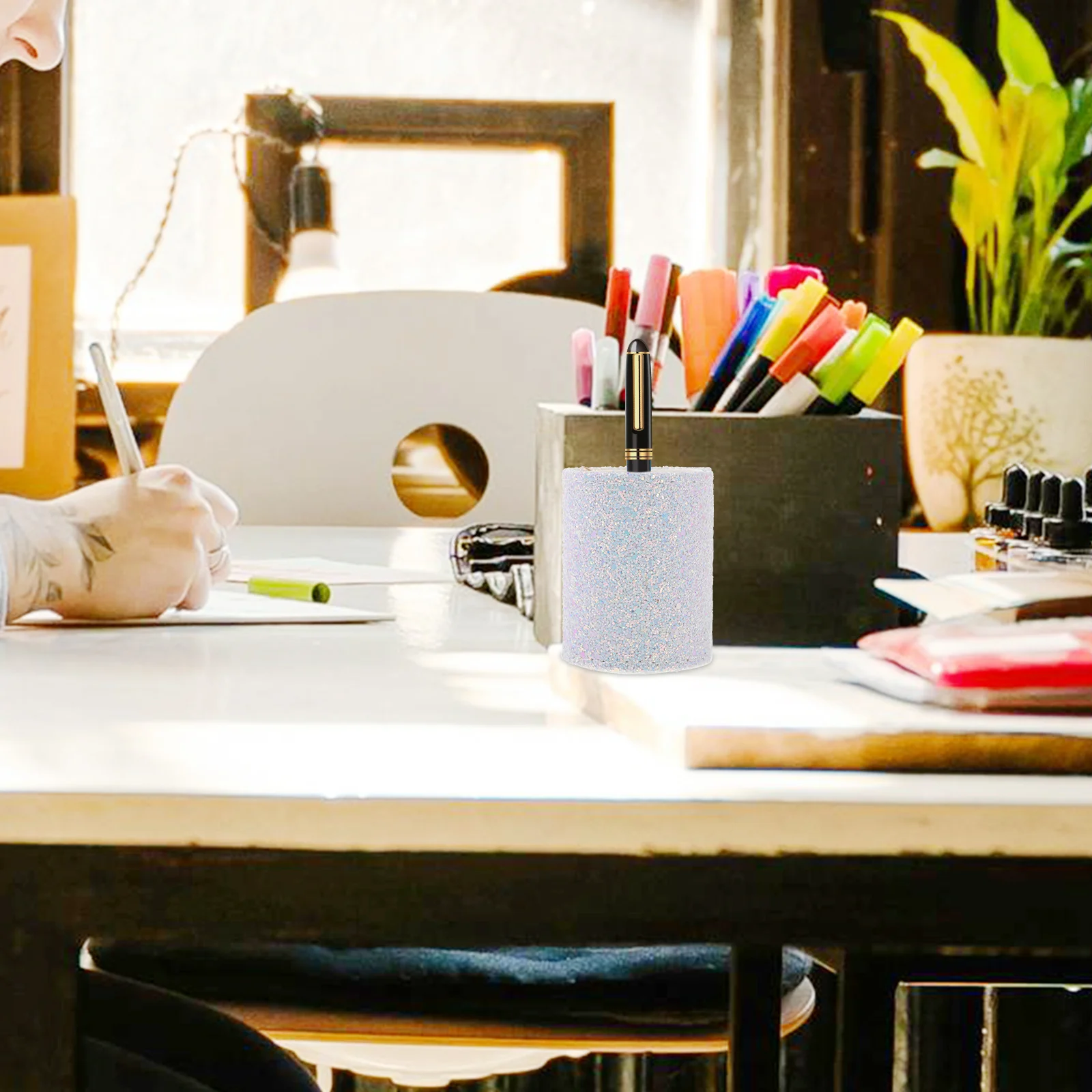 

Space-Saving Makeup Organizer Pen Holder with Rotatable Design for Vanity Pen Holder Makeup Organizer Cosmetics Storage Holders