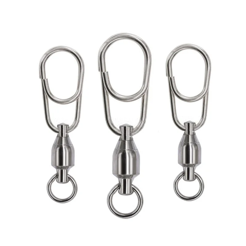 Roulement à billes de pêche en acier inoxydable, anneaux solides pivotants, connecteur 20 pièces, pêche en eau douce et salée pour la pêche à la traîne, appât pour leurre