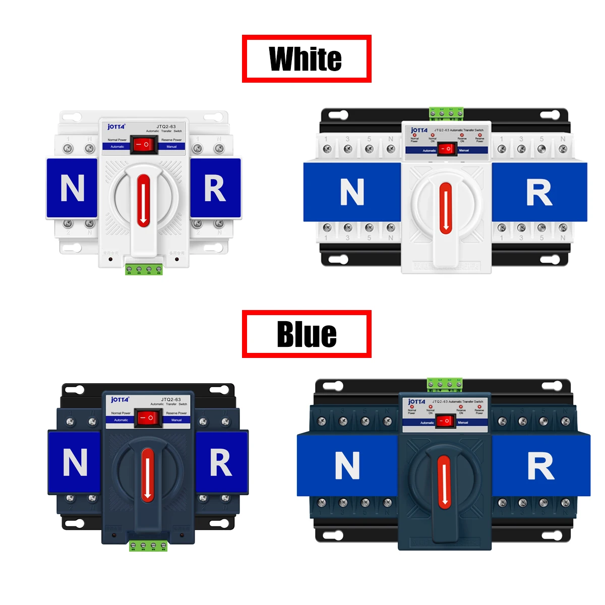 2P/4P 63A 220V MCB tipi beyaz/mavi çift güç otomatik Transfer anahtarı ATS anma gerilimi 220V /380V anma frekansı 50/60Hz