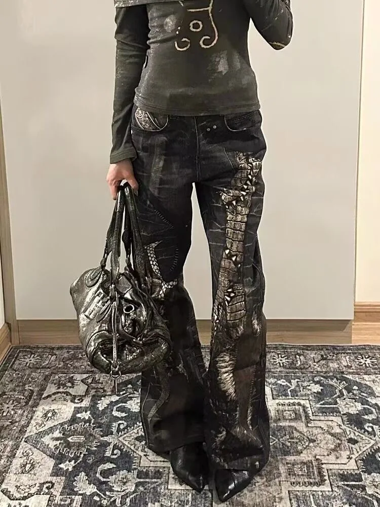 Retro hoog getailleerde dames uitlopende jeans mode straat rechte jeans broek 2026 lente nieuwe dames Y2k jeans