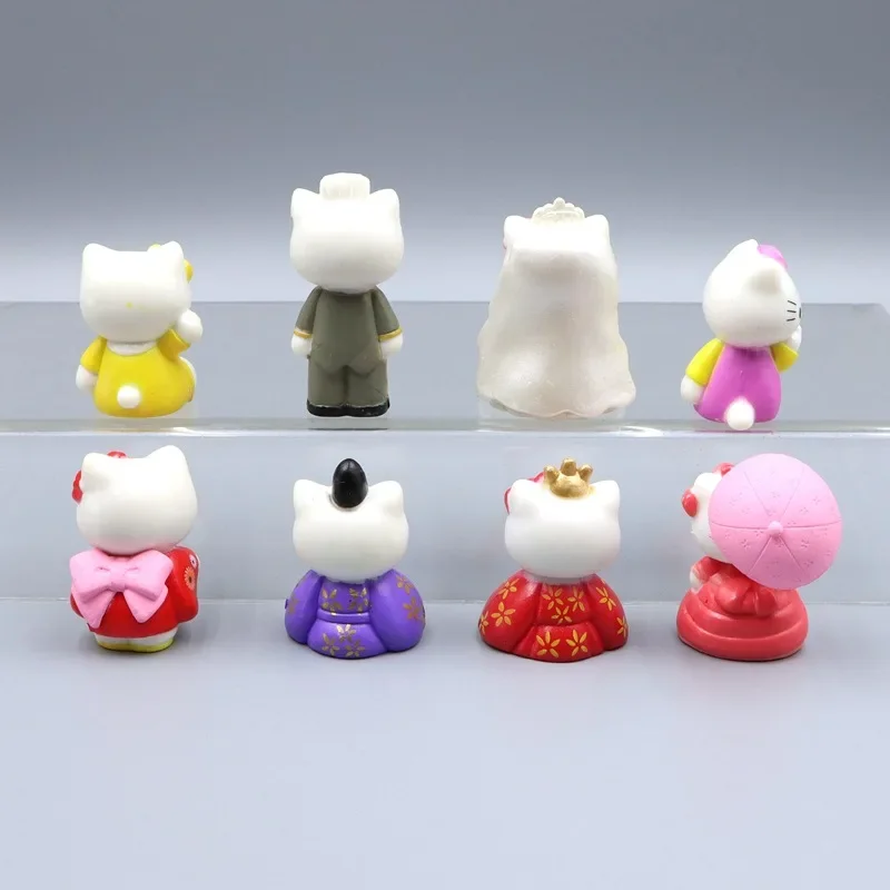 8pcs/set Sanrio Hello Kitty Cat Wedding Series Action Figure Figurine Cartoon Collection PVC Desktop Model Toy Christmas Gift