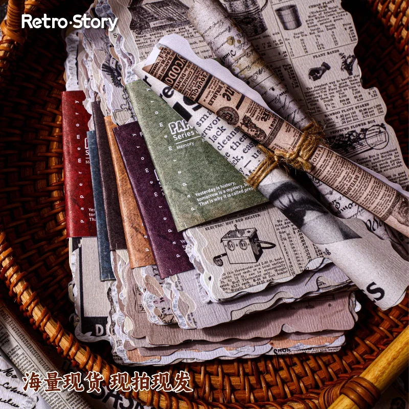 32pcs/lot Memo Pads Material Paper Paper Memories book Junk Journal Scrapbooking Cards Retro Background Decoration