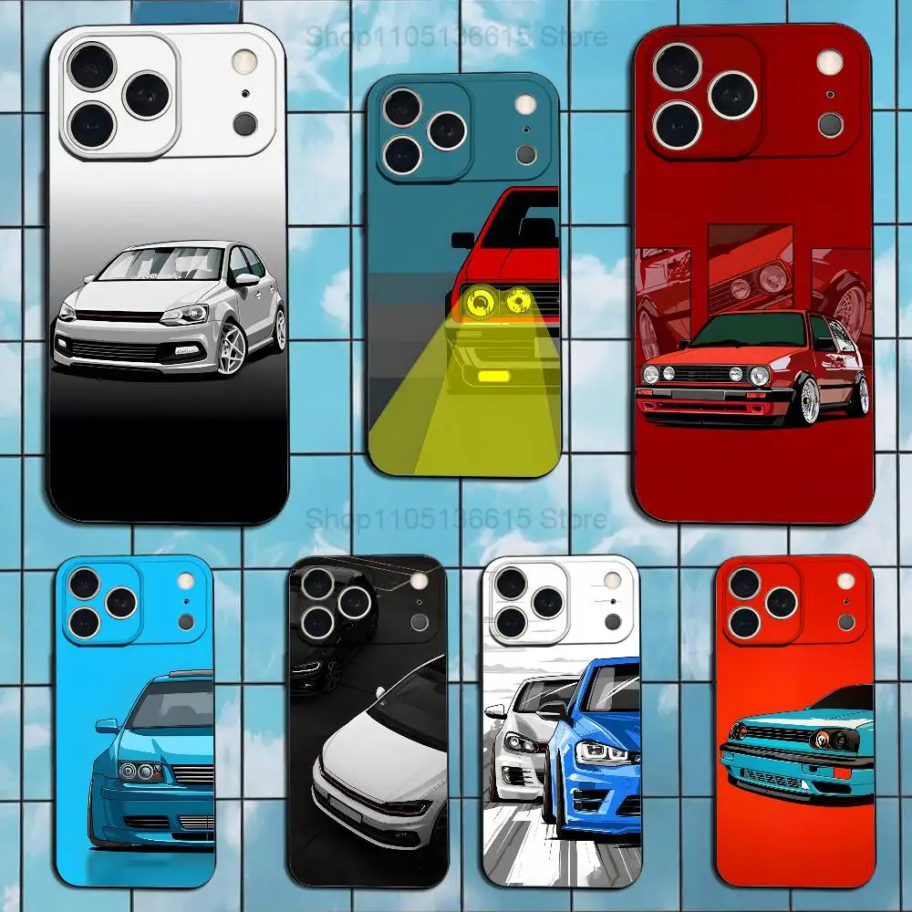 

Car V-Volkswagens-Golf Cool Case For iPhone 17,16,15,14,13,12,11 Plus,Pro Max,XS,X,XR,SE,Mini,8,7,Soft Silicone Black Cover