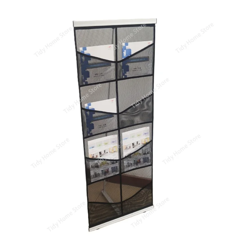 Office Floor-Standing Magazine Rack – Foldable Document Rack, Multi-Layer Brochure Rack, Photography Display Rack