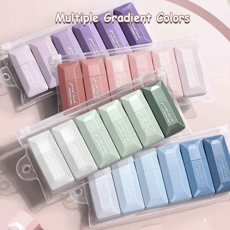 1 Pack Of 6pcs Correction Tape Gradients Macaron Color Portable Mute Trackless Square Shape Easy To Use School Office Stationery